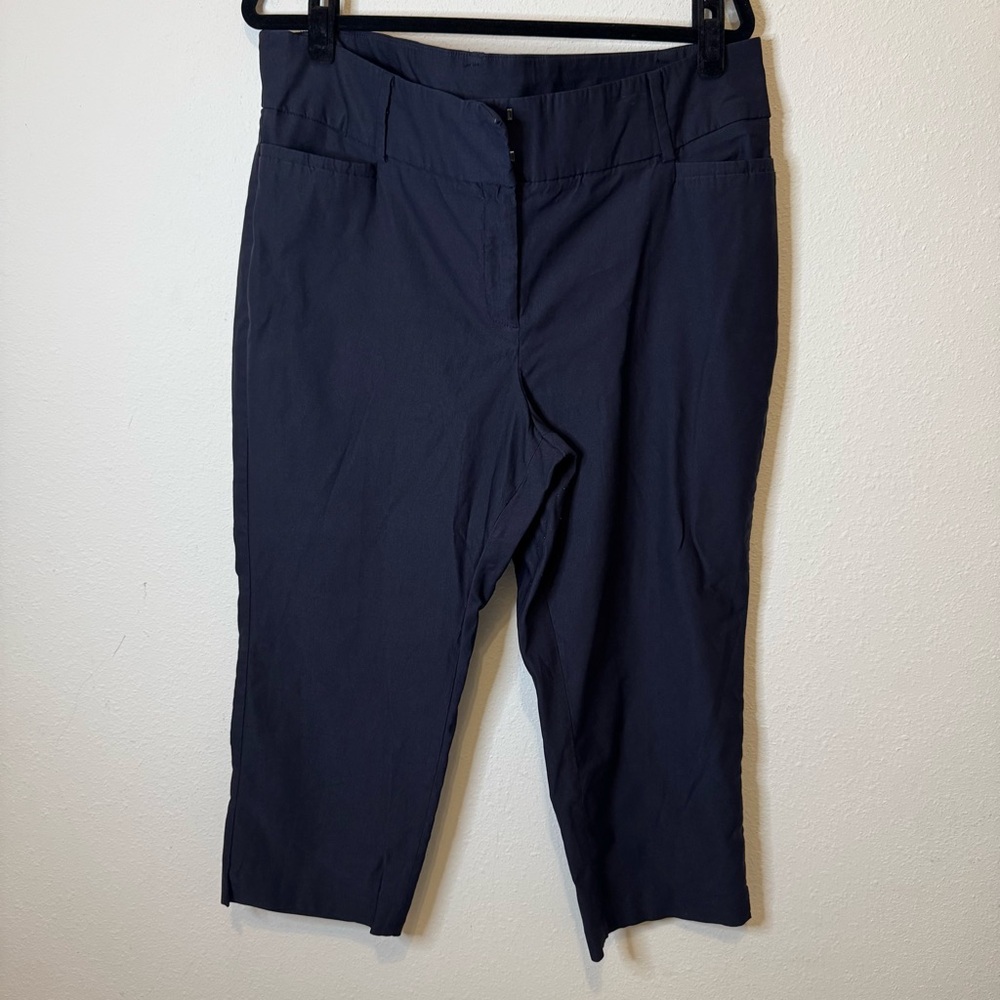 Lane Bryant Navy Career Cropped Pants Wide Waistband Pockets 20 Plus Size